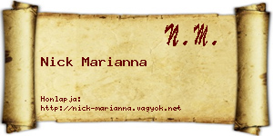 Nick Marianna névjegykártya